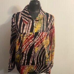 Drapers & Damons Y2K multi-color Animal print zip front blazer, size 1X